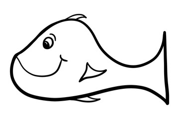 Black and White Cartoon Fish Illustration