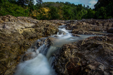 waterfall in rain forest jungle