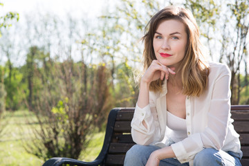 Fototapeta premium Young beautiful woman of thirty years