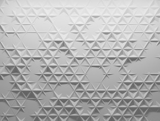 White polygonal triangle geometric texture. 3D rendering background.