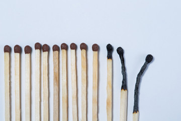 Matches on a white