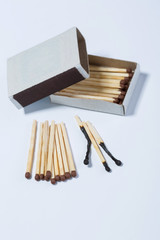 Box of matches on white