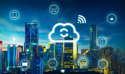 Smart city and cloud computing, wireless communication network, abstract image visual, internet of things .