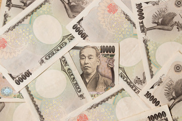 Fototapeta na wymiar Group of Japanese bank note 10000 yen background