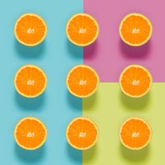 Fototapety  Świeży pomarańczowy wzór na kolorowym tle