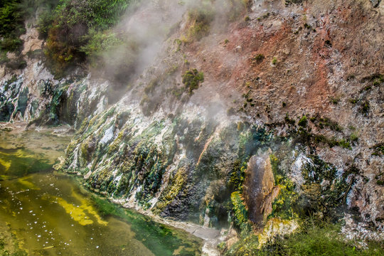 geothermal valley waimangu near rotorua, new zealand