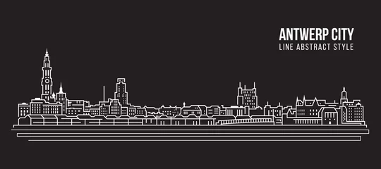 Crédence de cuisine en verre imprimé Anvers Paysage urbain de la Construction d& 39 art en Ligne Vector Illustration design - la ville d& 39 anvers