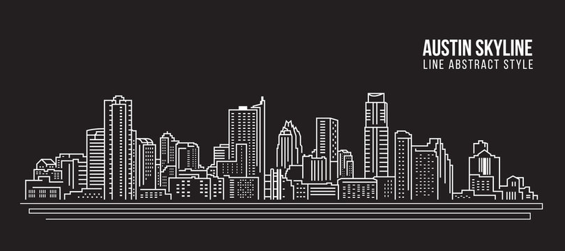 Cityscape Building Line art Vector Illustration design -  Austin skyline city
