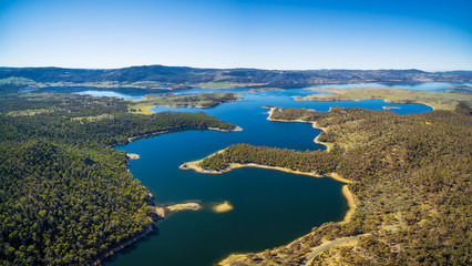 Aerial panorama of Lake Jindabyne, New South Wales, Australia