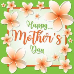 Frangipani (Plumeria) frame Mother's Day card in format.