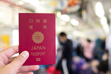 Japan passport, Travel concept. Copy space