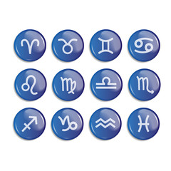 12 Zodiac signs. button. glossy. vector illustration