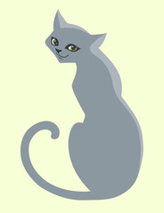 Cartoon illustration of a grey cat