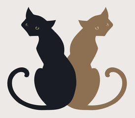 Cartoon illustration of two cats sitting together