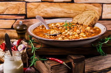 Meat soup with beans