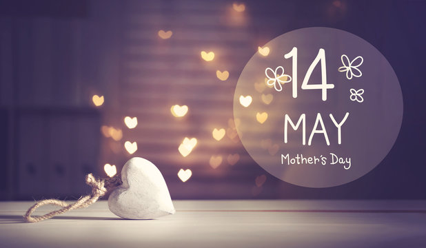 Mother's Day message with a white heart