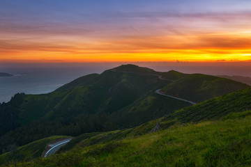 Fototapeta na wymiar Sunset over Marin Headlands San Francisco California