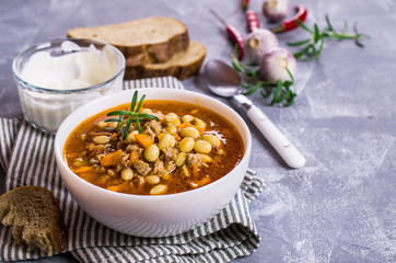 Meat soup with beans