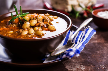 Meat soup with beans