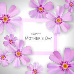 Mother's day greeting card with flowers phlox background