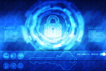 2d illustration Safety concept: Closed Padlock on digital background