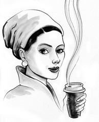 Girl with a cup of coffee