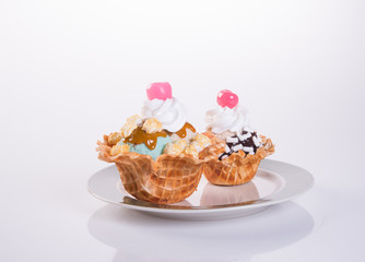 ice cream scoop or mixed ice cream on background.
