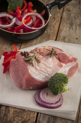 raw pork with vegetable