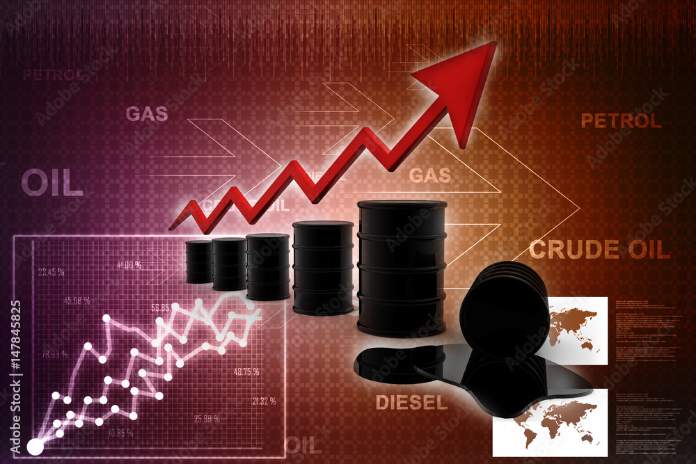 Aufkleber 3d rendering oil text with graph