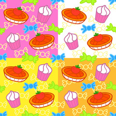 Cartoon sweets seamless pattern