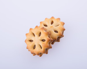 cookie biscuits with filling on background