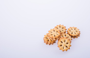 cookie biscuits with filling on background
