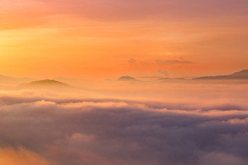 Morning Mist at Tropical Mountain Range,Thailand