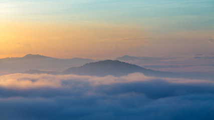 Morning Mist at Tropical Mountain Range,Thailand