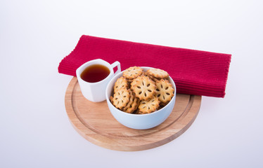 cookies or Tea and cookies on background.
