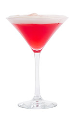 Refreshing cold cocktail in a martini glass. Red cocktail in a martini glass