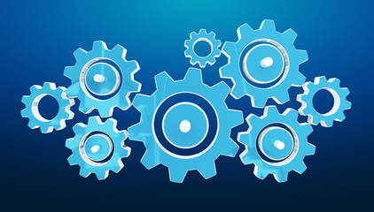 Digital gear icons 3D rendering