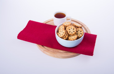 cookies or Tea and cookies on background.
