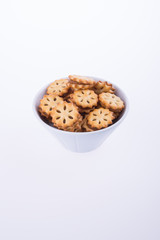 cookie biscuits with filling on background