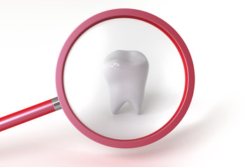 歯とルーペのイラストCG