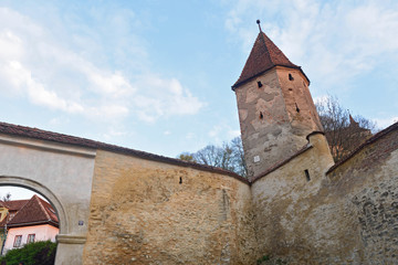 Obraz premium sunset at Tower of the entrance of Sighisoara,transylvania, Romania
