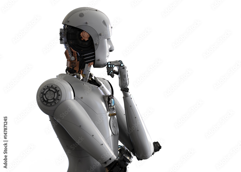 Poster android robot thinking