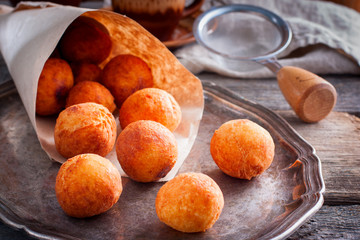 Cottage cheese donuts. Selective focus