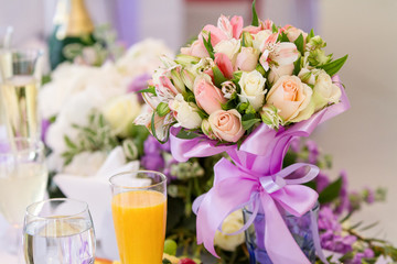 Table setting at a luxury wedding reception