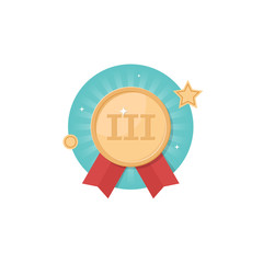 Third place bronze medal flat design icon