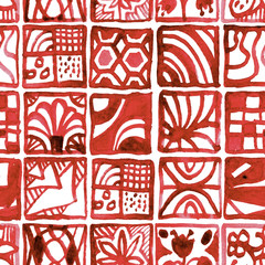 Seamless watercolor pattern with holland tiles