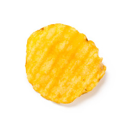 yellow potato chips isolated on white