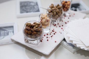Catering bowls with a dessert of peanut