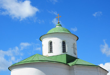 Eastern orthodox crosses on gold domes. Orthodox church.
