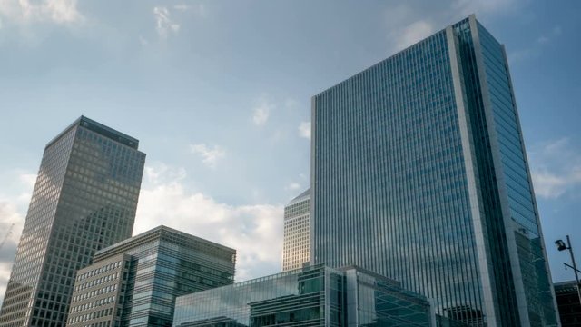 Financial buildings, modern architecture timelapse